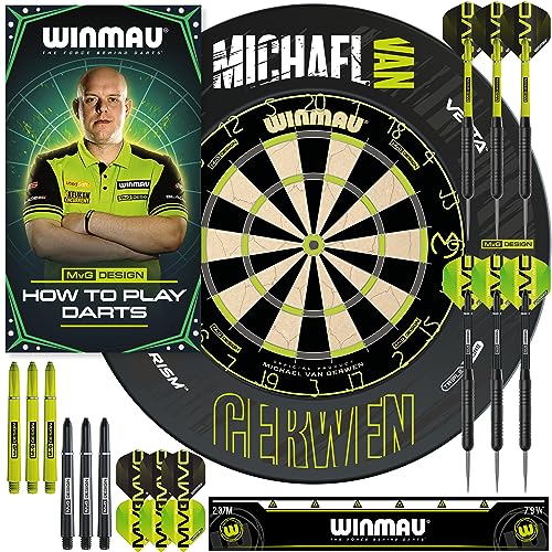winmau michael van gerwen mvG-dartsets mit dartboards, schränken, darts und zubehör