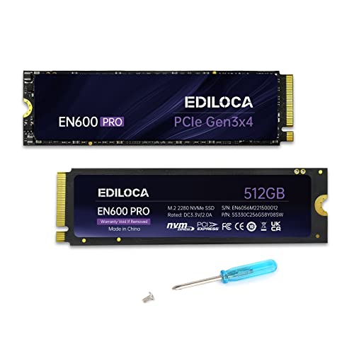 ediloca en600 pro 512 gb ssd nvme m.2 2280 intern 3200 mb/s lesen 2800 mb/s schreiben