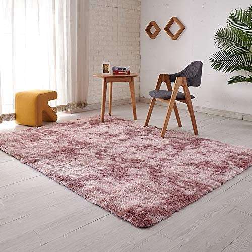 tospass hochflor teppich shaggy rosa lila 120x160cm wohnzimmer schlafzimmer waschbar anti-rutsch