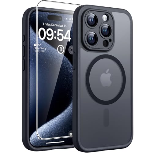 tocol 3 in 1 hülle für iphone 15 pro, magsafe, kamer protection, schwarz