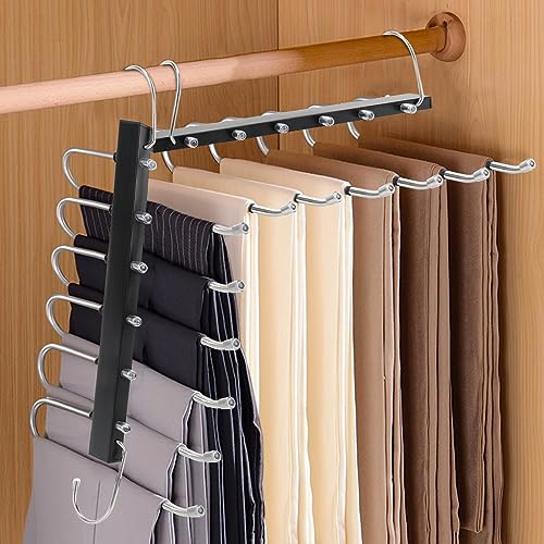 taope hosenbügel 6 in 1 Edelstahl faltbar platzsparend, 2 Stück schwarz