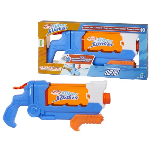 nerf super soaker flip fill wasserblaster 4 modi, 887 ml tank, outdoorspielzeug