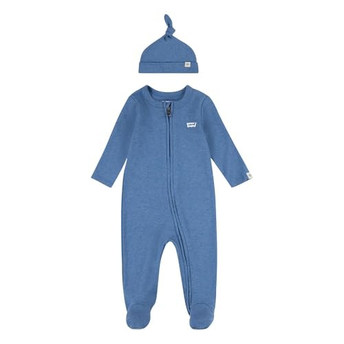 Levi's Baby-Jungen LVN Footed Coverall & HAT Set 6EK247 Abgestimmte Outfits, Atlantic Heather, NB0-3