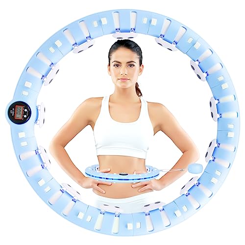 hula-hoop reifen für erwachsene, jirmerp fitness hoop mit zähler, einstellbar, blau