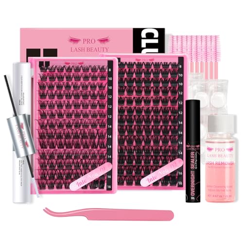 wimpernverlängerung kit DIY mit 208 wimpernclustern, wimpernbinder und applikator