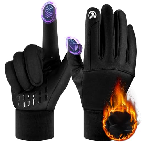 fahrradhandschuhe herren winter uphitnis - warme winddichte touchscreen handschuhe schwarz/M