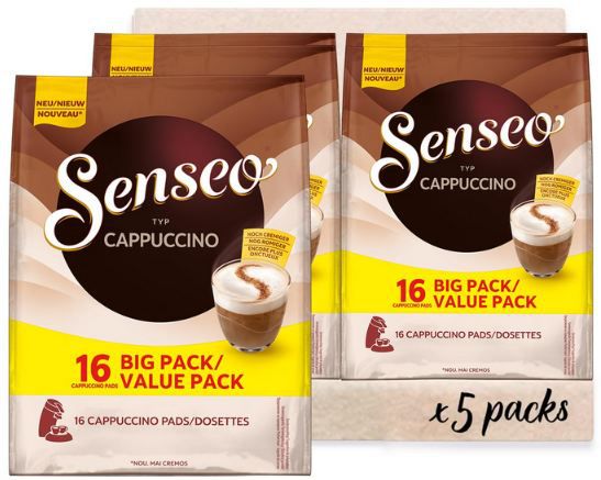 senseo pads cappuccino 5 x 16er pack ab 21,65 euro statt 30 euro