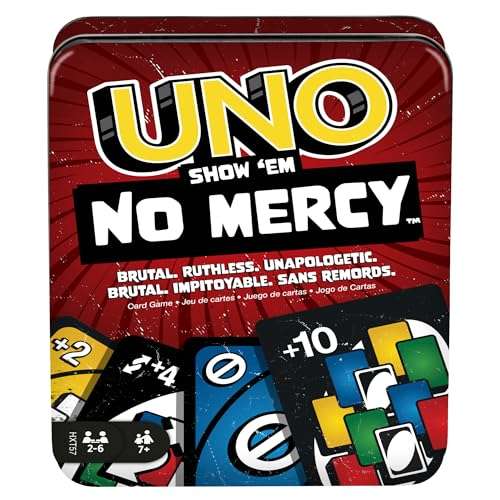 mattel games uno no mercy kartenspiel in dose mit zusätzlichen karten und regeln