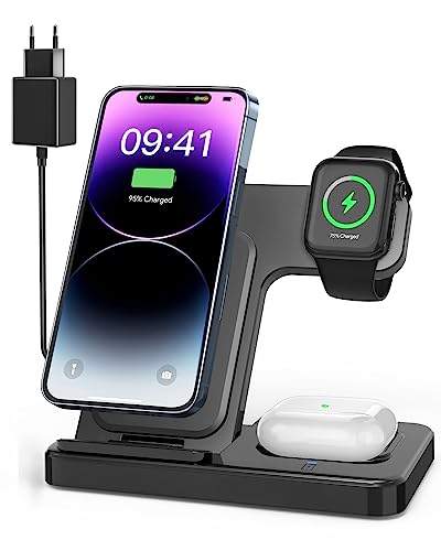 wireless charger für apple 3 in 1 induktive ladestation für iphone, iwach und airpods
