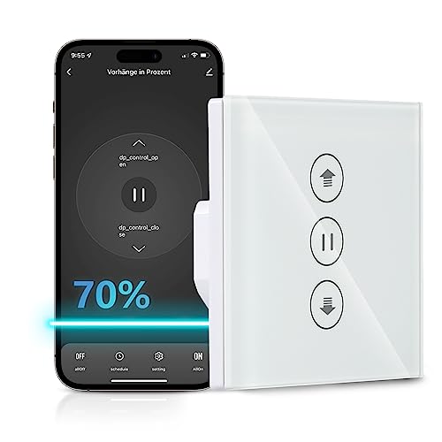 wlan rolladenschalter heuxgir 86x86mm mit prozentfunktion, kompatibel mit alexa google home
