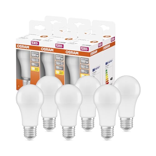 osram led lampe a100 e27 1521 lumen warmweiß 2700k ersatz für 100w glühbirnen 6er-pack