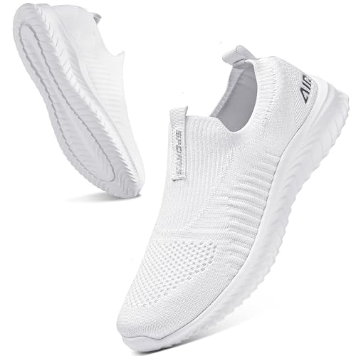 littleplum damen slip on sneaker memory foam schuhe turnschuhe gym weiß, 36 eu