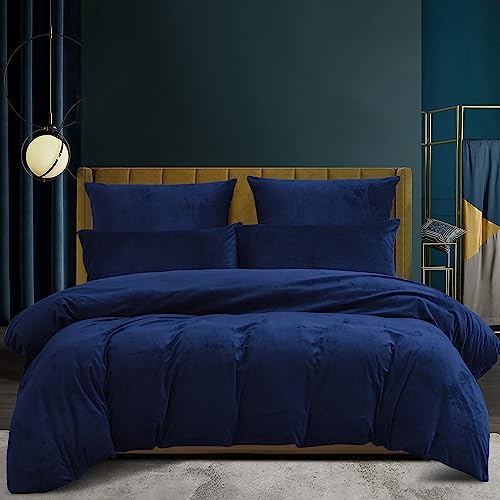 winter plüsch bettwäsche 155x220 cm blau thermofleece teddy plüsch bezug mit reißverschluss