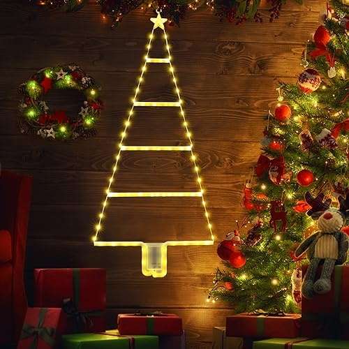 Moxled Weihnachtsbeleuchtung außen mit batterie, 81cm LED lichterkette warmweiß, 8 modi, wasserdicht