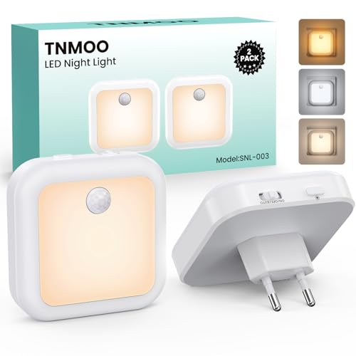 tnmoo led nachtlampen mit bewegungsmelder und dämmerungssensor, 2 stück, dimmbar