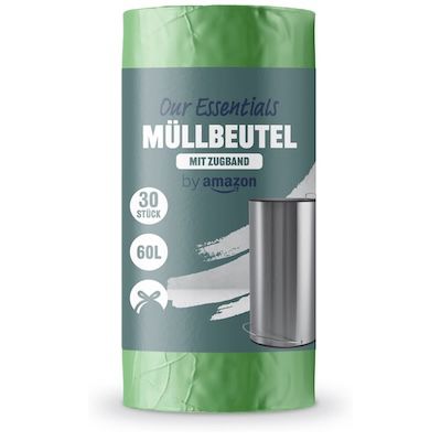 30 Müllbeutel 60L von Amazon, 1,85 - 0,06 pro Beutel