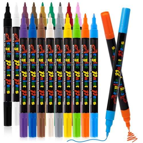 acrylfarben stifte 18 farben wasserfest dual tip multimarker für steine holz glas papier