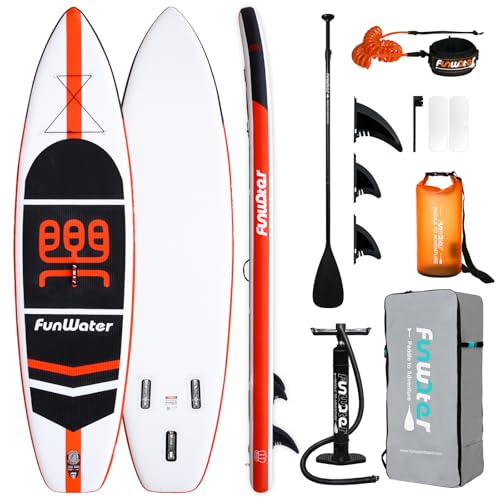 funwater stand up paddle board set mit paddel, pumpe, rucksack und handyhülle