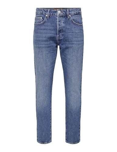 only & sons herren denim jeans regular fit 5-pocket verkürzt blau 29W 34L L34