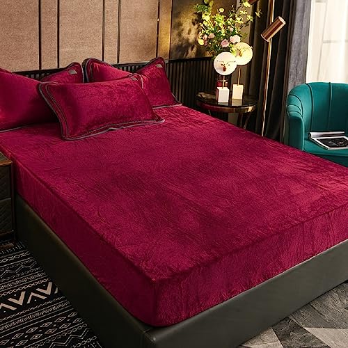 luofanfei spannbettlaken 120x200cm rot fleece für hohe matratzen bis 30cm