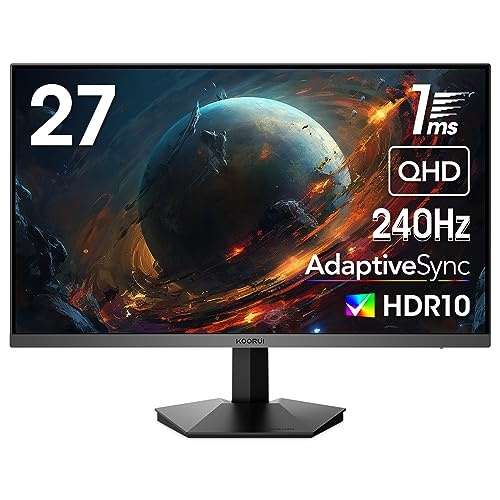 koorui 27 zoll gaming monitor 2k qhd 240 hz 1ms adaptive sync hdmi displayport hdr10