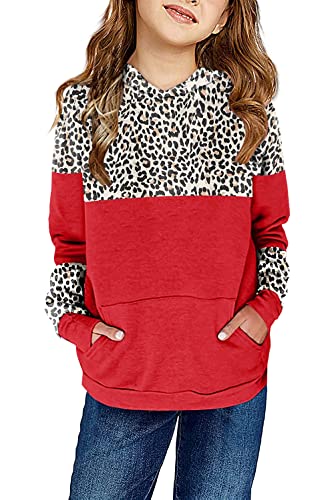 saodimallsu mädchen pullover kapuzenpullover rot leopardenmuster langarm 120
