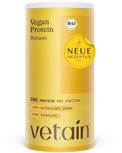 VETAIN Veganes Proteinpulver Banane - 20g Eiweiß - Bio, 4 fermentierte Proteinquellen