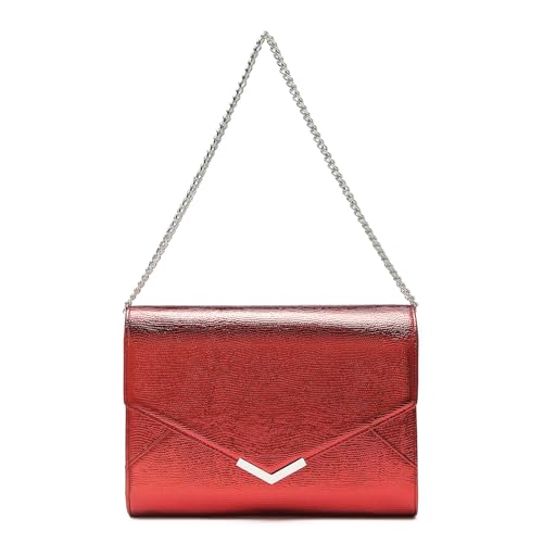 Produktbild: miss lulu clutch damentasche rot abendtasche mit kette für hochzeit party