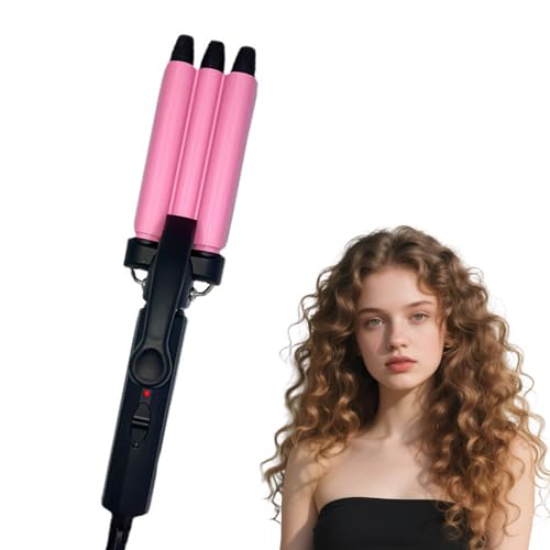 Produktbild: welleneisen 3 fässer für haare - layhou keramik lockenstab mini kreppeisen rosa