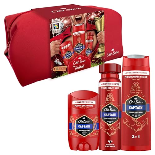 old spice geschenkset für männer, kulturbeutel, deo stick, bodyspray, duschgel