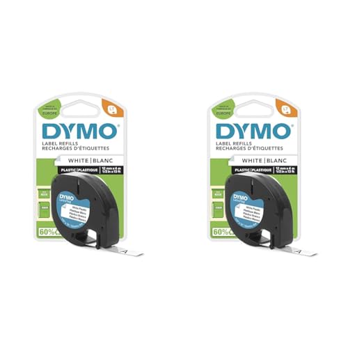 dymo letartag etikettenband schwarz auf weiß 12mm x 4m selbstklebend 2er pack