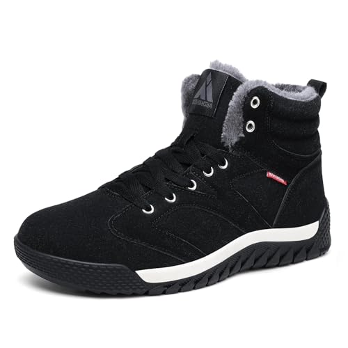 Mishansha Winterschuhe Herren Damen Warm Gefüttert Schneestiefel Schwarz 38 EU