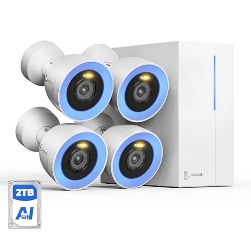 4K Überwachungskamera Aussen Napcat Set, 8MP PoE IP Kamera, 2TB, Nachtsicht, IP67, KI Erkennung