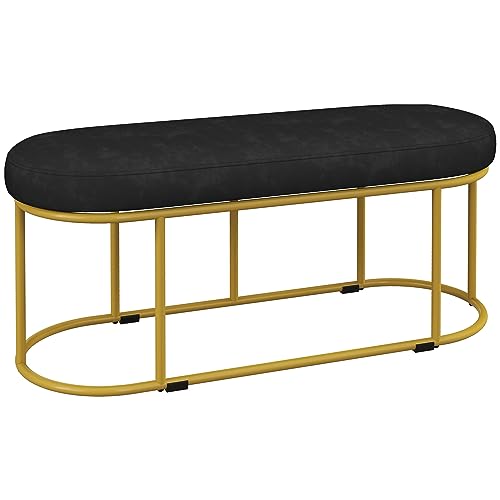 HOMCOM samtbänke sitzbank polsterbank für schlafzimmer und wohnzimmer schwarz 100 x 37 x 43 cm