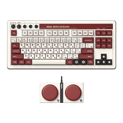 8bitdo retro mechanisches keyboard, bluetooth, 2.4g, usb-c - fami edition - qwerty englisch