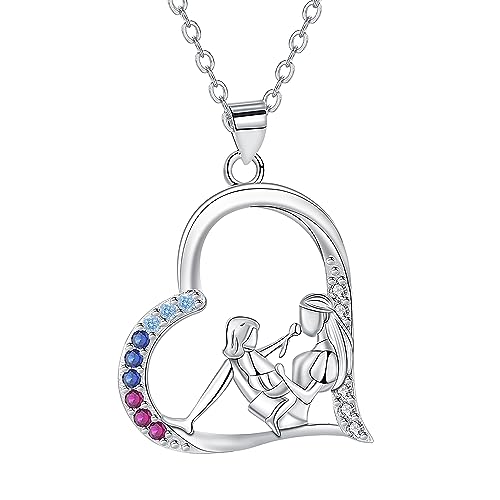 Produktbild: arrebol kette mama tochter sterling silber 925 herz anhänger verstellbar 45cm+5 schenkidee