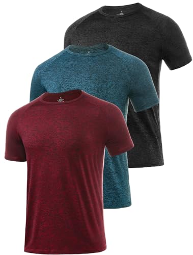 star vibe männer sport t-shirts 3er set kurzarm fitness schwitzen aktivkleidung