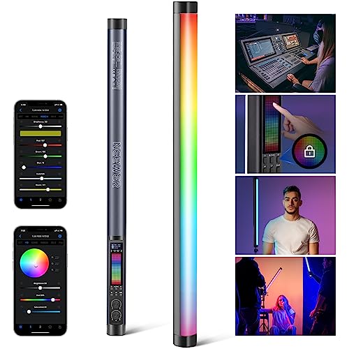 neewer tl120c videoleuchte 42w rgb led lichtstab mit app dmux steuerung, 6000mah akku