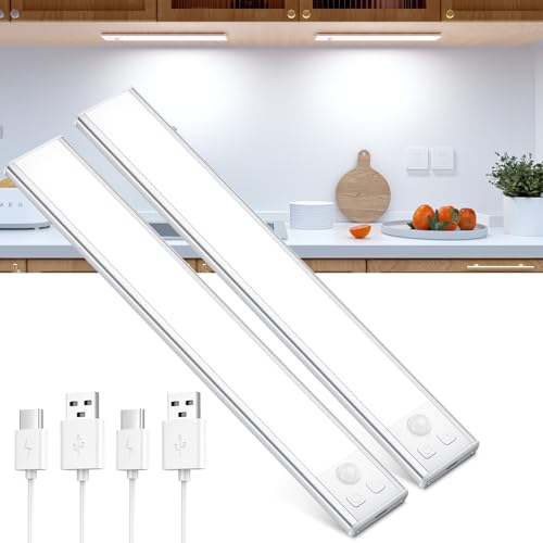 ouila küchen led licht mit bewegungsmelder, usb-c wiederaufladbar, dimmbar, 20.5 cm, 2er pack