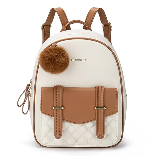 missnine mini-rucksack damen, niedlicher rucksack mit pompon, pu-leder tasche