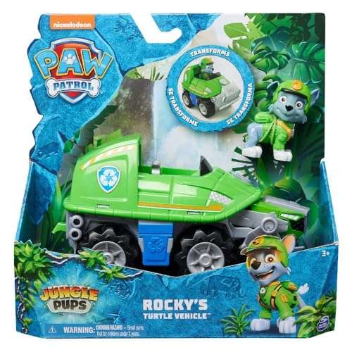 paw patrol jungle pups schnappschildkröten-fahrzeug mit rocky figur für kinder ab 3 Jahren