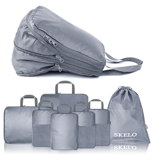 packing cubes kompression set, koffer organizer 7-teilig, große kapazität, reisewürfel für wandern und winterreisen