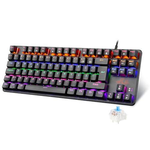 rii gaming tastatur tkl mechanisch qwertz blaue schalter kabel nicht hot-swap