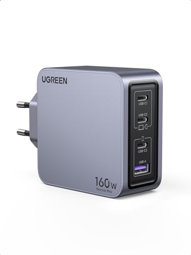 ugreen usb c ladestation 160w gan 4-port fast charger pd3.1 kompatibel mit macbook iphone galax s25