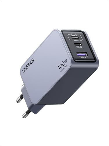 UGREEN USB C Ladegerät 100W GaN 3-Port Schnellladegerät für MacBook, iPad, iPhone