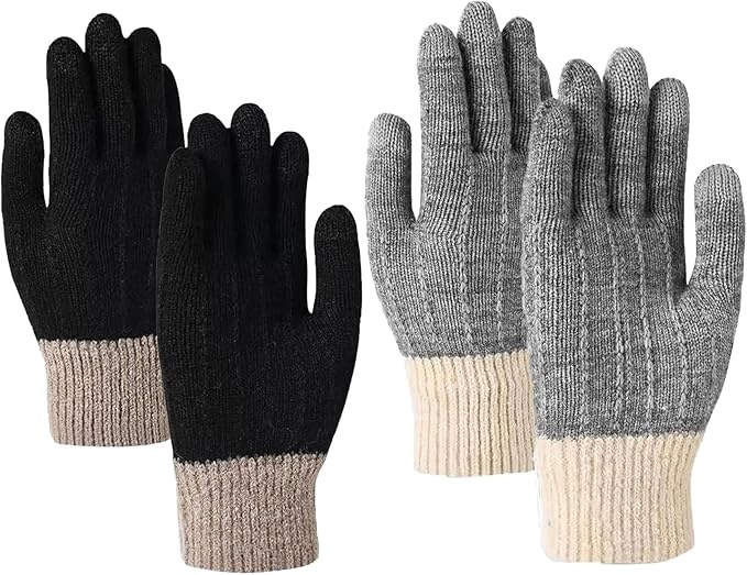 warme strick touchscreen fäustlinge winter handschuhe damen mit fleecefutter - 2 paare