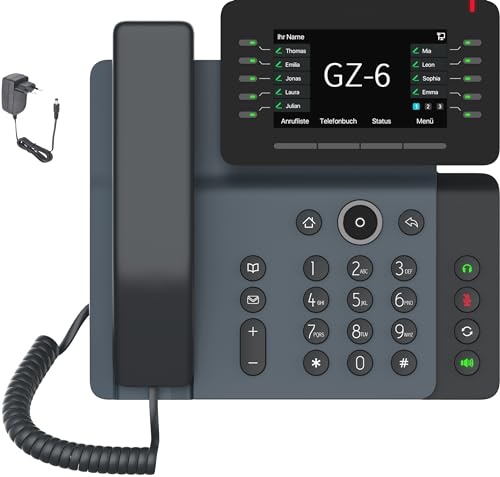 Produktbild: gequdio ip telefon gz-6 mit netzteil, fritzbox, telekom kompatibel, freisprechen, neigbares display