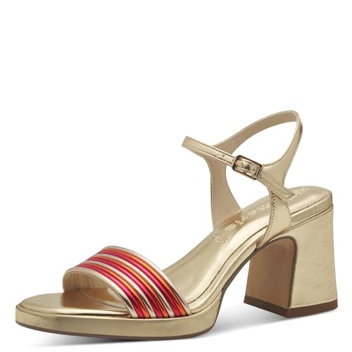 tamaris damen sandalen vegan mit blockabsatz gold metallic 38