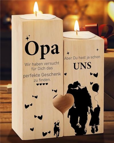 Opa geschenk herzform kerzenständer mit spruch zum ostern geburtstag vatertag Weihnachten