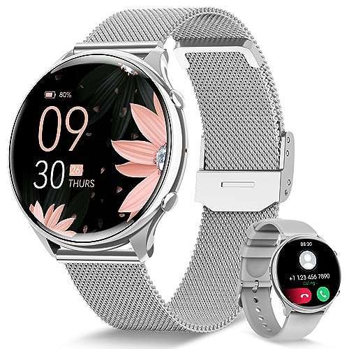 RUXINGX smartwatch damen, telefonfunktion, 120 sportmodi, pulsuhr, fitness tracker silencio